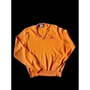 Garan - Vintage 80's Creamsicle V-Neck Sweater with Bucco Bruce